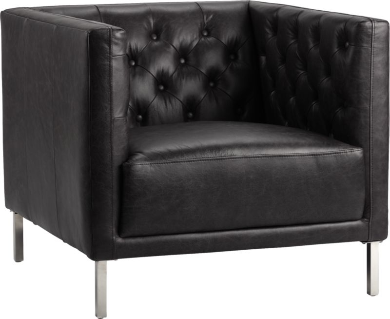 Savile Black Leather Tufted Chair - Image 2