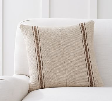 Pieced Grainsack Stripe Pillow Cover, 18", Neutral - Image 0