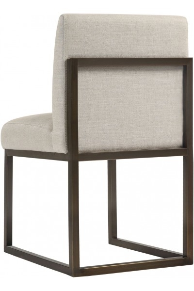 Haute Beige Linen Chair in Brass - Image 1