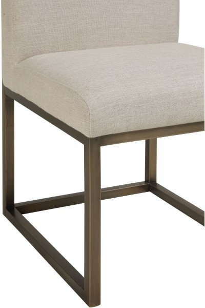 Haute Beige Linen Chair in Brass - Image 3