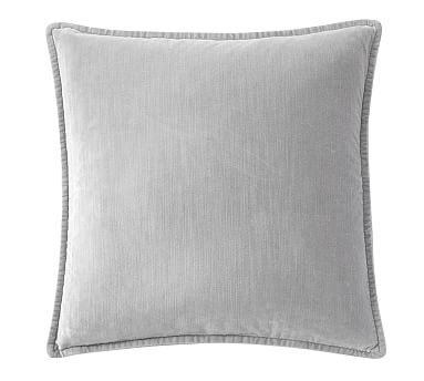 Washed Velvet 20" Pillow Cover, Alloy Gray - Image 0