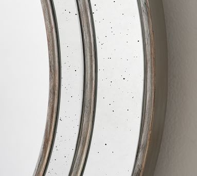 Marlena Antique Mirror Round, Brushed Silver - Image 1
