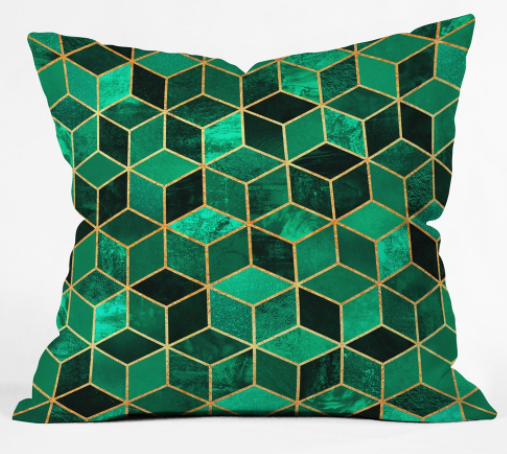 EMERALD CUBES Oblong Throw Pillow - 18" x 18" - With Insert - Image 0