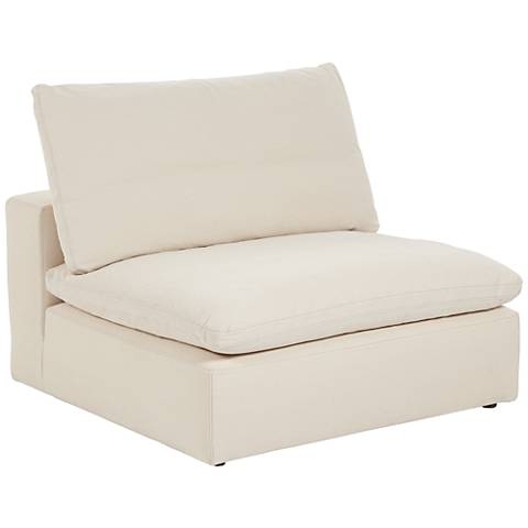 Skye Natural Belgian Linen Modular Armless Chair - Image 0
