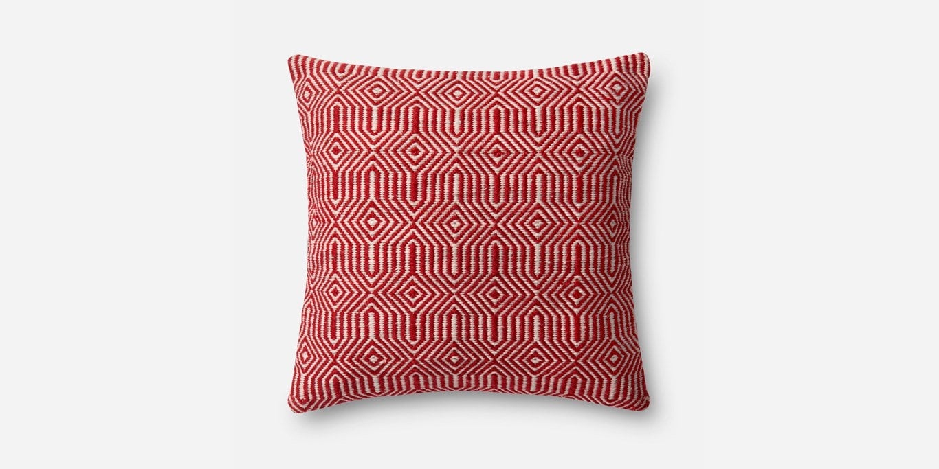 P0339 RED / IVORY Pillow - Down insert - Image 0
