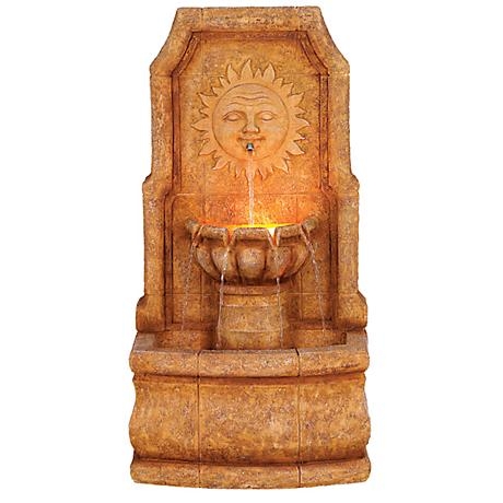 Sun Villa Faux Stone 37"H Outdoor Fountain with LED Lights - Image 0