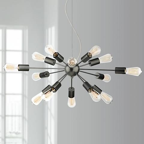 Possini Euro Hemingson 33" Wide Gun Metal 15-Light Sputnik Chandelier - Image 0
