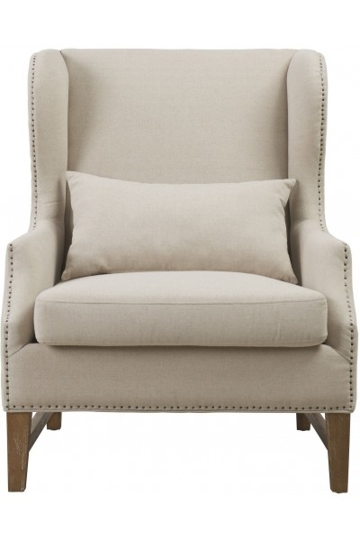 Daphne Beige Linen Wing Chair - Image 1