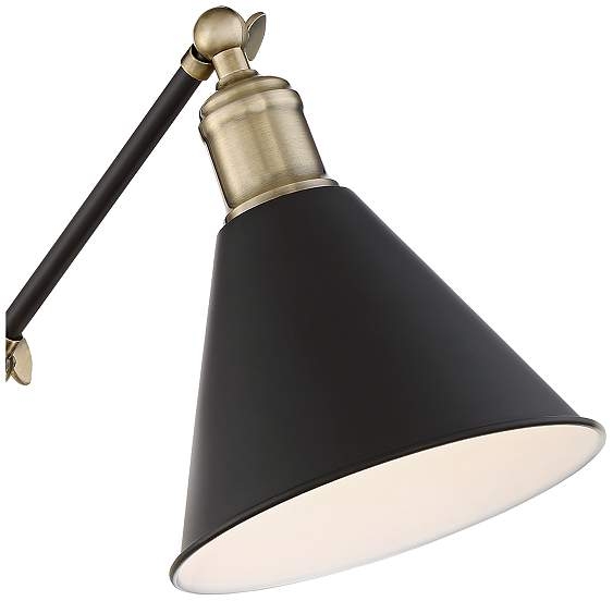 Wray Black and Antique Brass Plug-In Wall Lamp Set of 2 - Image 2