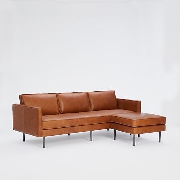 Axel 89" Flip Sectional, Poly, Aspen Leather, Saddle, Metal - Image 1