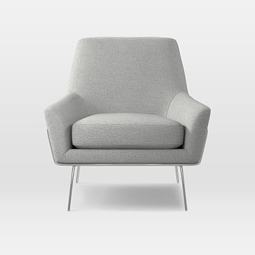 Lucas Wire Base Chair, Heathered Crosshatch, Feather Gray - Image 1