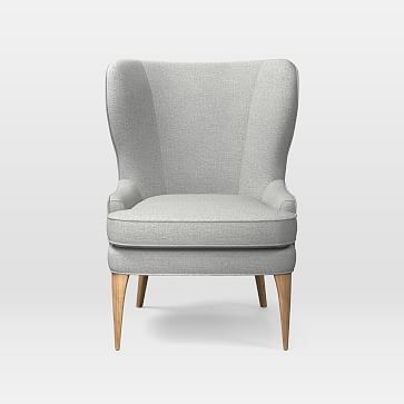 Owen Wing Chair, Heathered Crosshatch, Feather Gray - Image 1