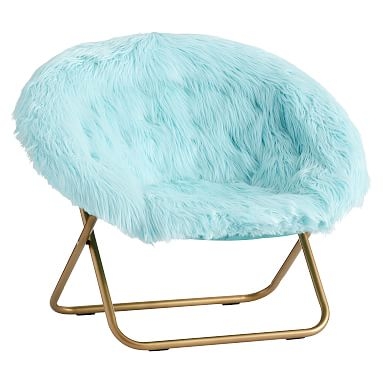 Hang-A-Round Chair, Himalayan Plume Faux-Fur w/ Gold Base - Image 0