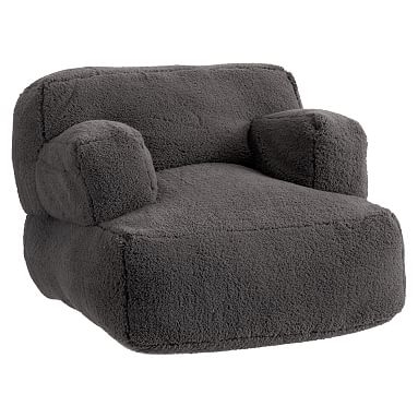 Charcoal Sherpa Faux-Fur Eco-Lounger, Large - Image 0