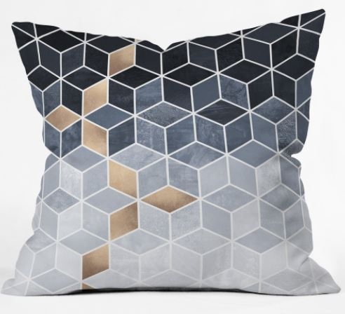 Soft Blue Gradient Cubes Pillow - Image 0
