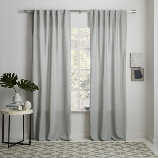 Belgian Flax Linen Curtain - Platinum with Blackout Lining - Image 0