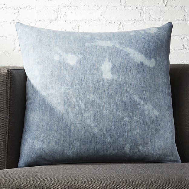 23" splatter denim pillow with feather-down insert - Image 1