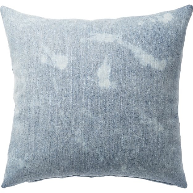 23" splatter denim pillow with feather-down insert - Image 2