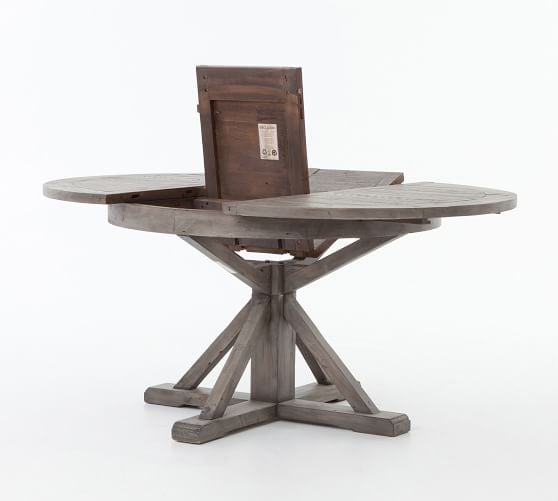 Hart Round Reclaimed Wood Pedestal Extending Dining Table, Black Olive, 47.5" - 63" L - Image 2