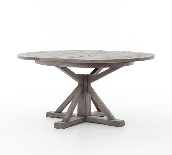 Hart Round Reclaimed Wood Pedestal Extending Dining Table, Black Olive, 47.5" - 63" L - Image 3