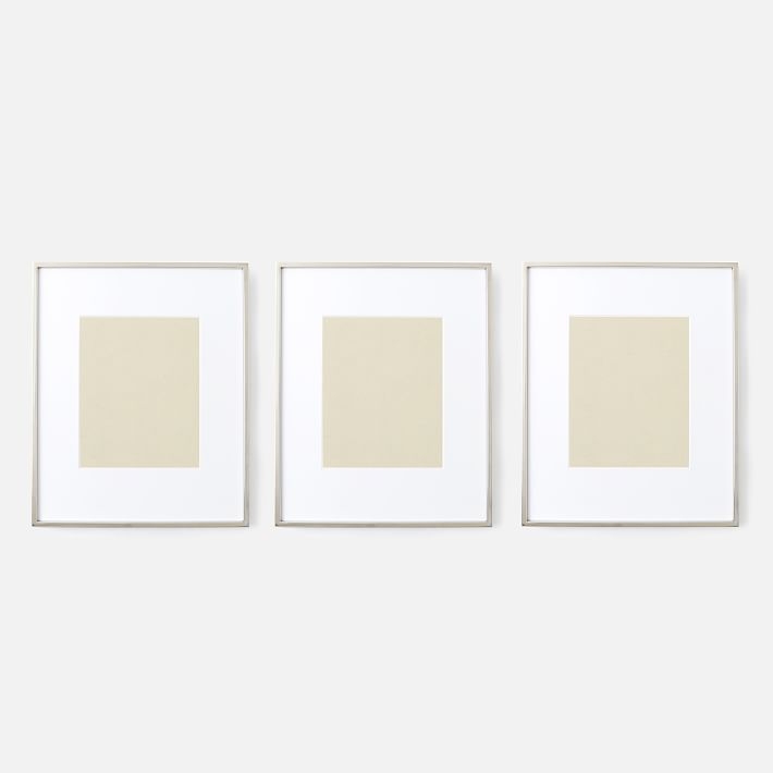 Gallery Frame, Polished Nickel, 8" x 10" (12.75" x 15.75" without mat) - Set of 3 - Image 0