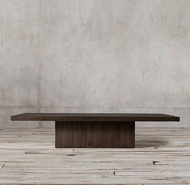 Reclaimed Russian Oak Plinth Rectangular Coffee Table - Brown Oak, 55" x 32" - Image 0