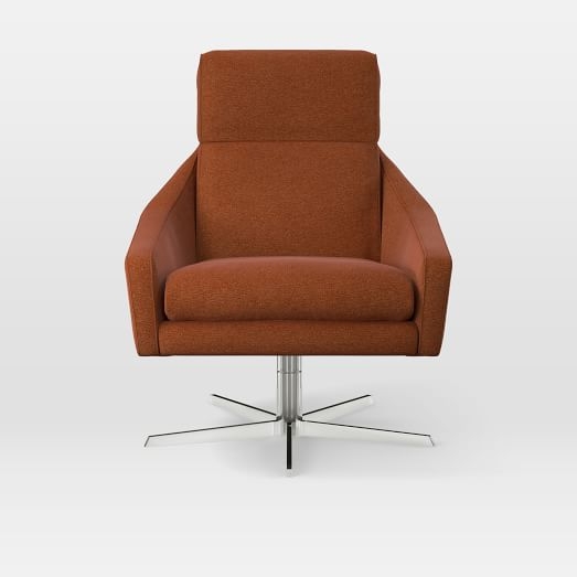 Austin Swivel Chair, Worn Velvet, Copper - Image 0
