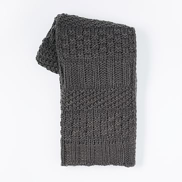 Solid Mixed Knit Throw ,50"x60", Slate - Image 0