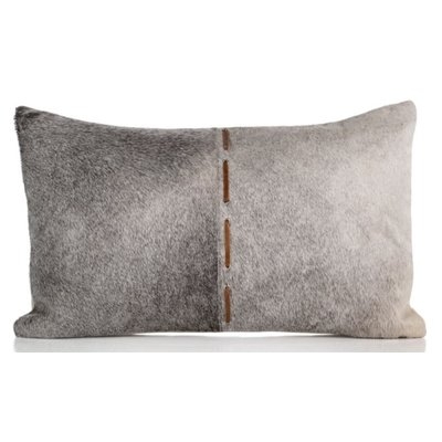 Gannon Hair on Faux Leather Lumbar Pillow - Image 0