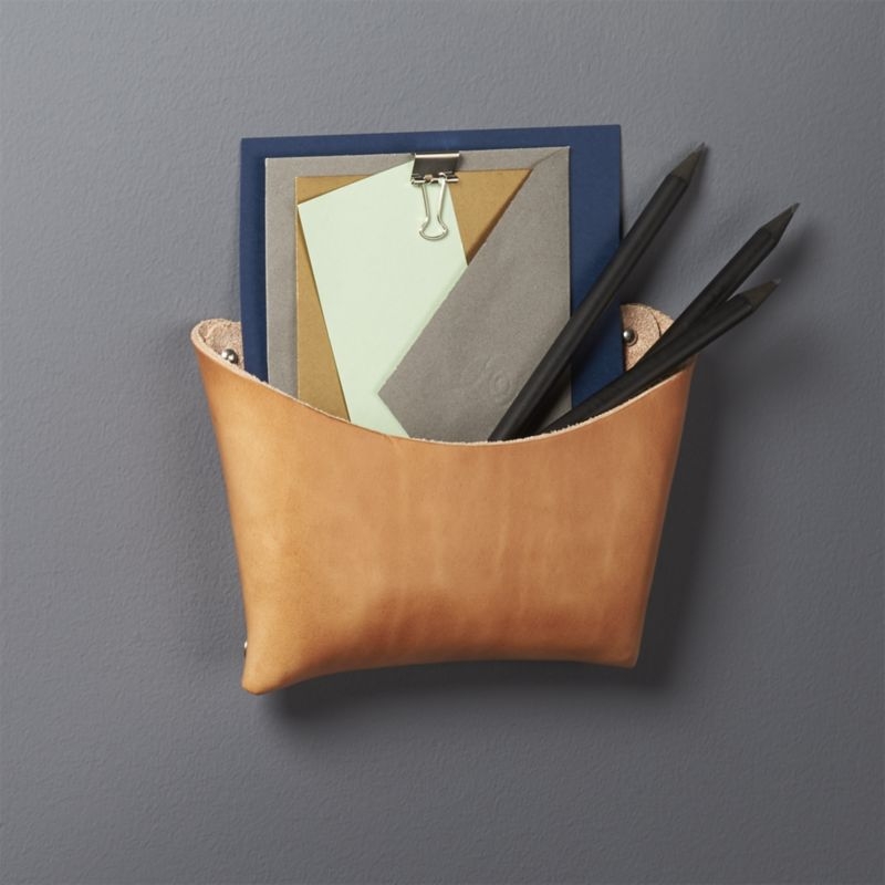 Wide Leather Wall Pocket - Image 3