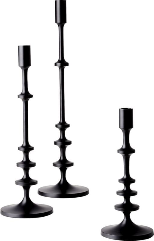 Allis Black Taper Candle Holders, Set of 3 - Image 0