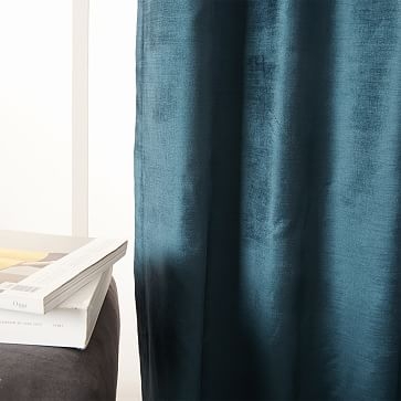 Luster Velvet Curtain, Regal Blue, 48"X96" - Image 2