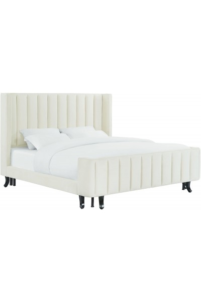 Royalty Cream Velvet Bed in King - Image 0