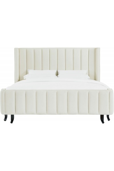 Waverly Cream Velvet Bed in King - Image 1
