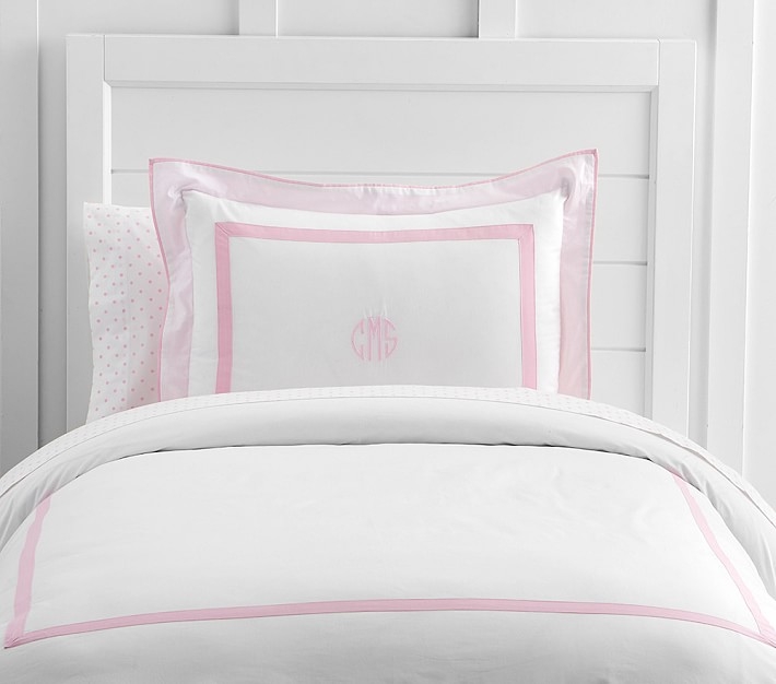 Decorator Solid Border Duvet Cover, Twin, Light Pink - Image 0