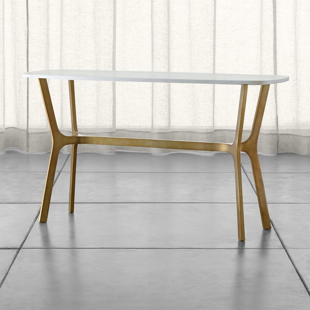 Elke Marble Console Table with Brass Base - Image 0