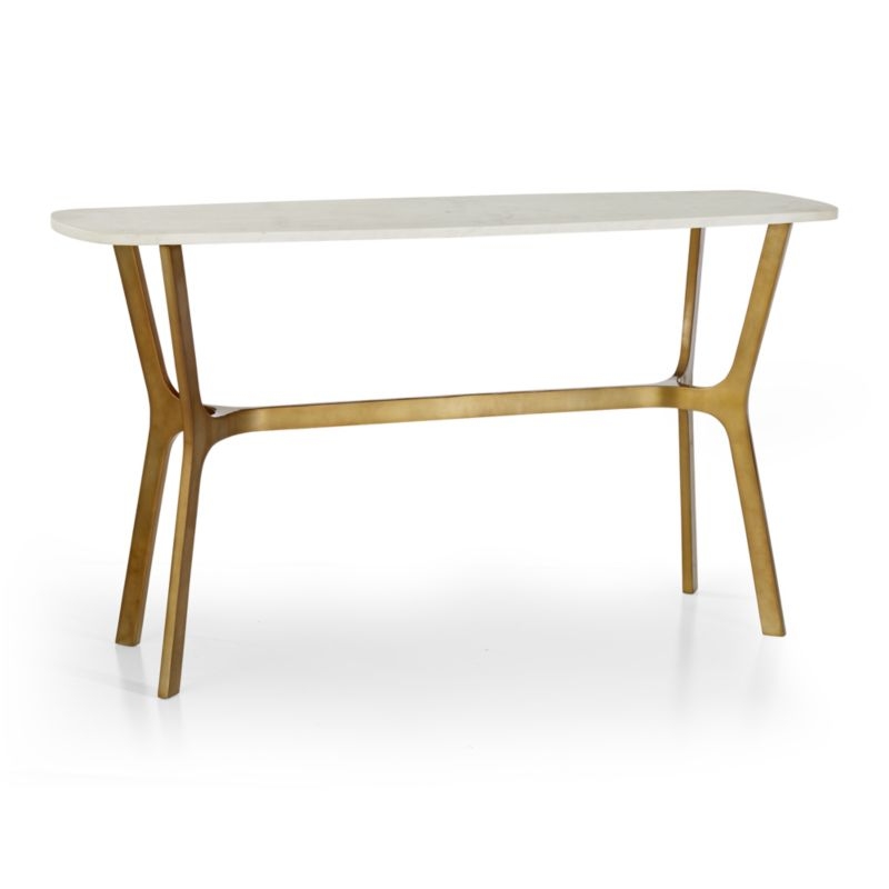Elke Marble Console Table with Brass Base - Image 3