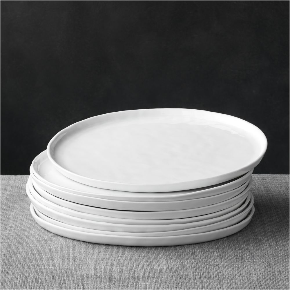 Mercer White Round Porcelain Dinner Plates, Set of 8 - Image 0