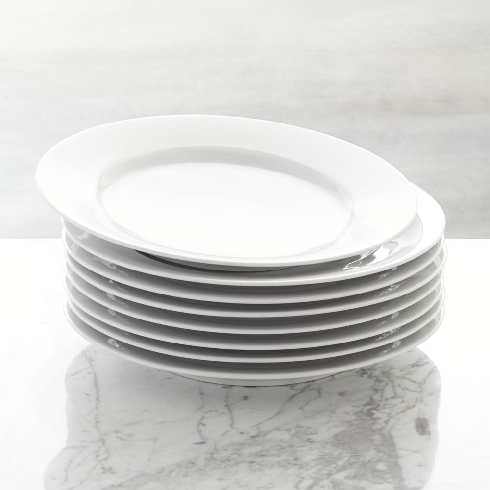 Aspen Rimmed Porcelain Dinner Plates, Set of 8 - Image 0