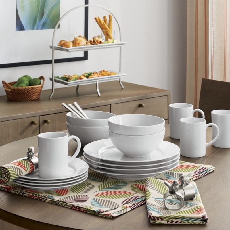 Aspen Rimmed Porcelain Dinner Plates, Set of 8 - Image 1