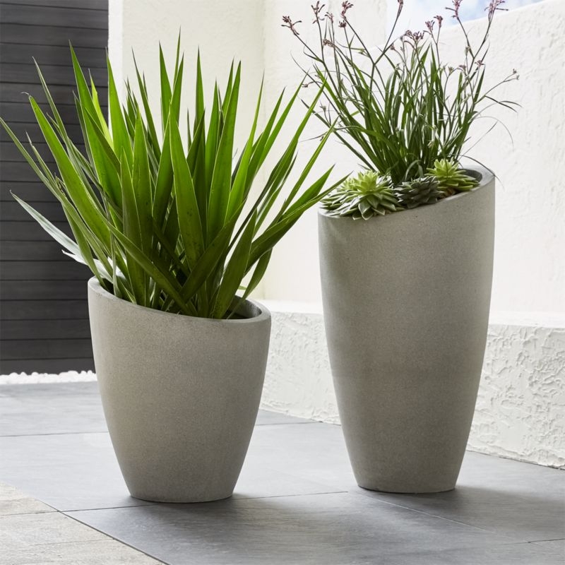 Slant Light Grey Tall Indoor/Outdoor Planter - Image 1