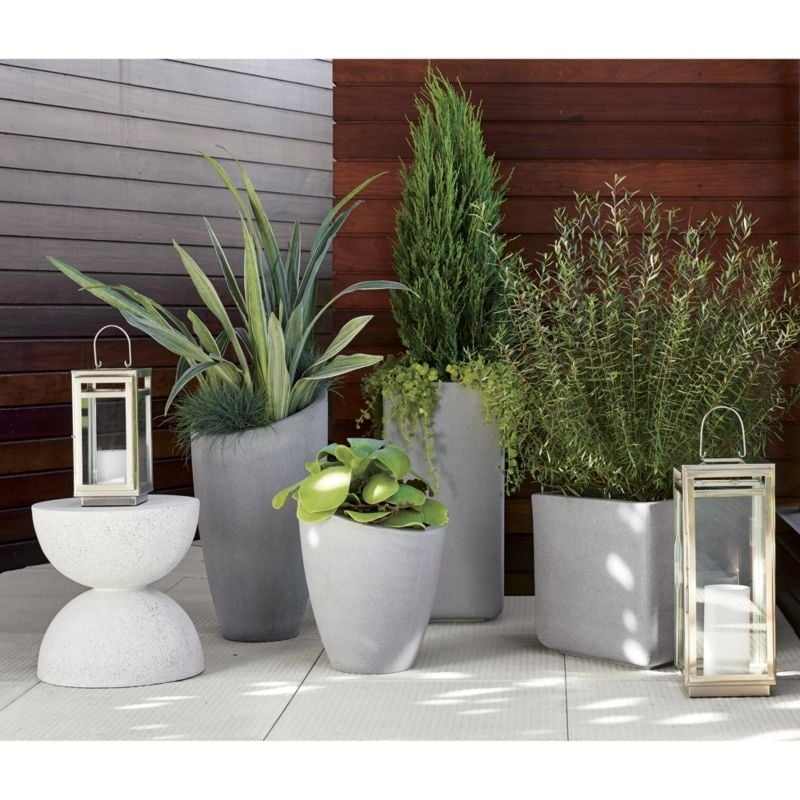 Slant Light Grey Tall Indoor/Outdoor Planter - Image 8