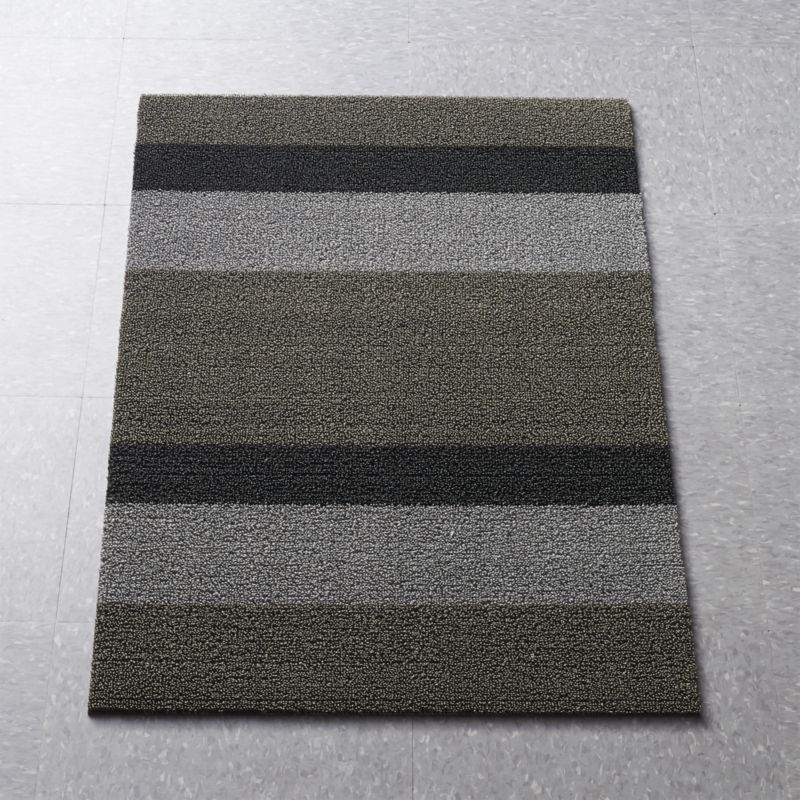 Chilewich ® Silver-Black Striped 20"x36" Doormat - Image 1