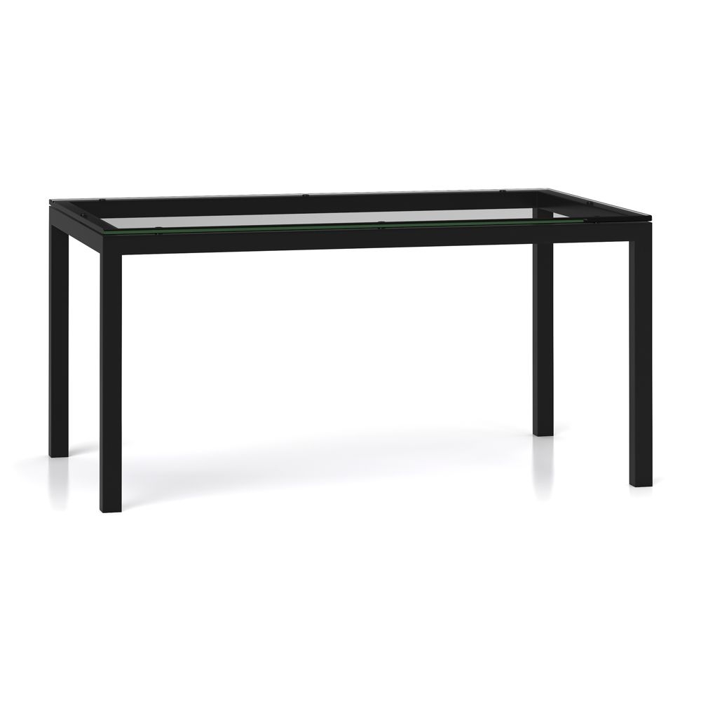 Parsons Clear Glass Top/ Dark Steel Base 60x36 Dining Table - Image 0