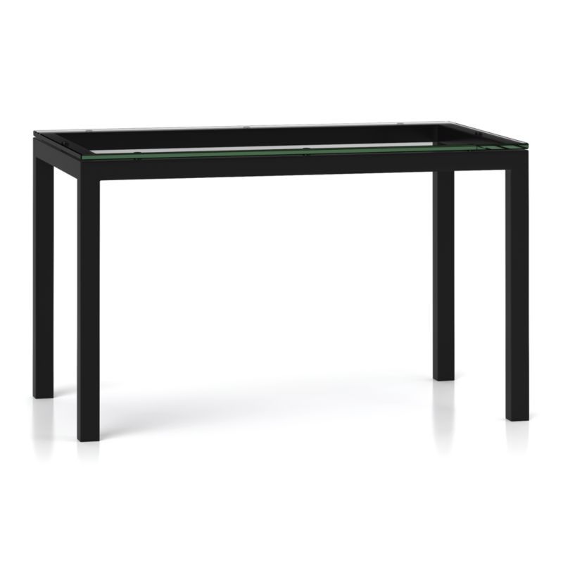 Parsons Clear Glass Top/ Dark Steel Base 60x36 Dining Table - Image 6