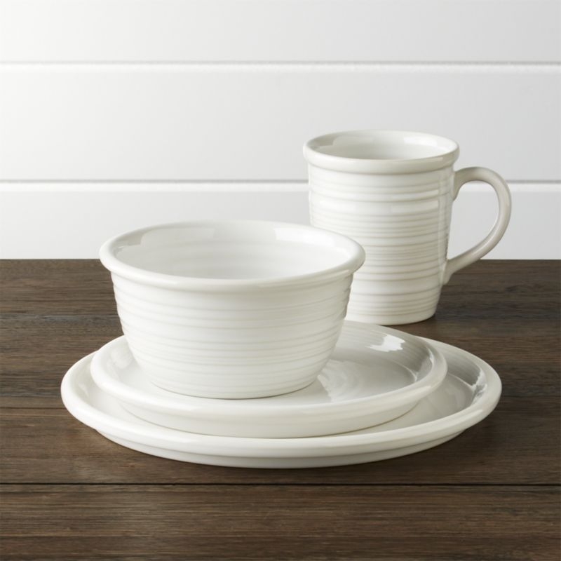 Farmhouse White Dinner Plates, Set of 4 - Image 1