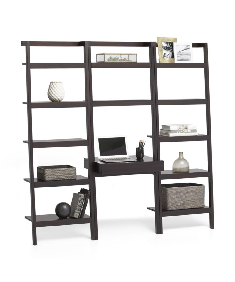 Sawyer Mocha Leaning Desk with Two 24.5" Bookcases - Image 3