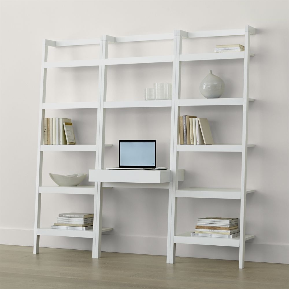 Sawyer White Leaning Desk with Two 24.5" Bookcases - Image 0