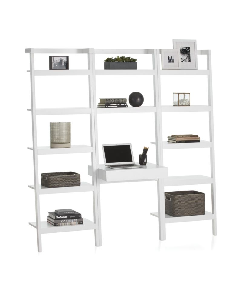 Sawyer White Leaning Desk with Two 24.5" Bookcases - Image 5
