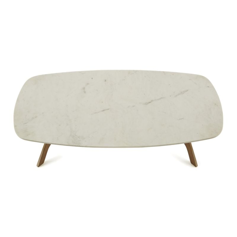 Elke Rectangular Marble Coffee Table with Brass Base - Image 3